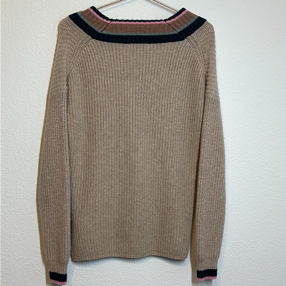 Madewell V-Neck Pullover Sweater Tan Pink Green XXS - Picture 4 of 14